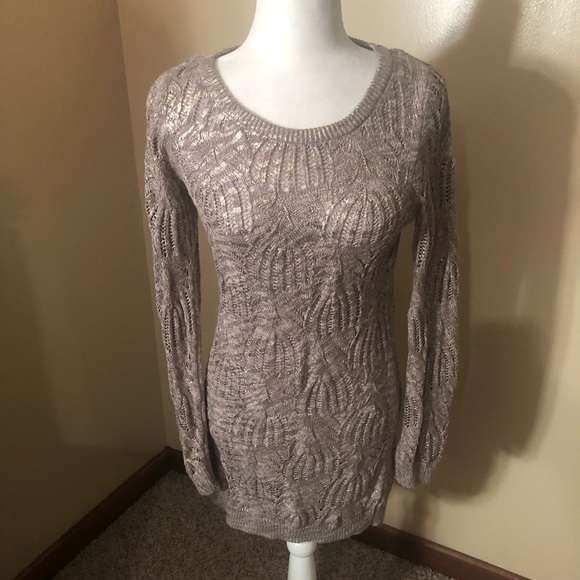 INC Taupe and Metallic Gold Sweater/Dress Sz M NWOT - Picture 1 of 5